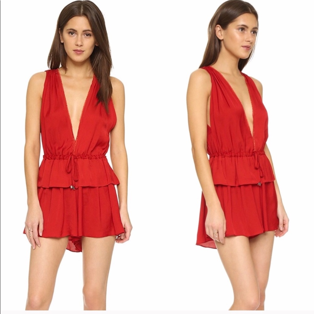 Bec & Bridge Red Drawstring Romper